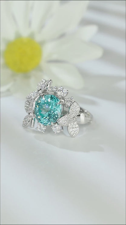 Pirmiana Hot Sale S925 Silver 5.975ct Lab Grown Paraiba Sapphire Ring Engagementring Women