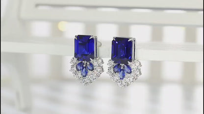 Pirmiana New Arrival 13.71ct Lab Grown Sapphire Earring Studs S925 Silver Jewelry Earrings for Women