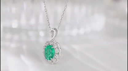 Pirmiana New Fashion 1.75ct Lab Grown Emerald Necklace S925 Silver Jewelry for Woman Gift Pendants