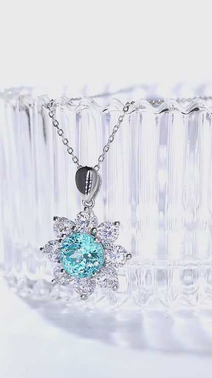 Pirmiana 4.52ct Lab Grown Paraiba Sapphire Pendant Necklace S925 Silver Lab Gemstone Jewelry Women