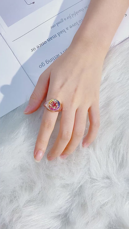 Pirmiana 2024 Hot Sale S925 Silver 0.32ct Lab Grown Sapphire Rainbow Ring Women Engagement Fashion Finger Gemstone Jewelry