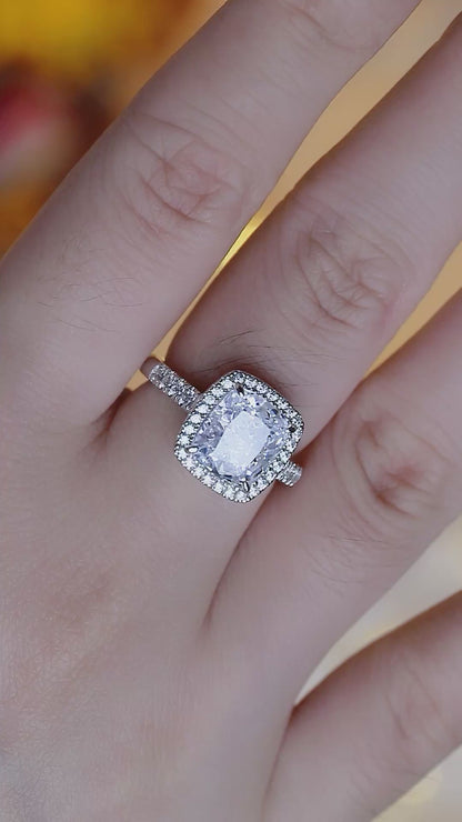 Pirmiana New Fashion 3ct Cushion Simulated Diamond Rings S925 Silver Jewelry Engagement Gift Women