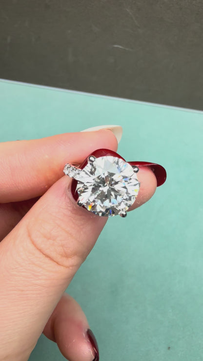 Pirmiana Jewelry Customized 14k White Gold 4ct Round shape Lab Grown Diamond Engagement Wedding Band Rings for Women