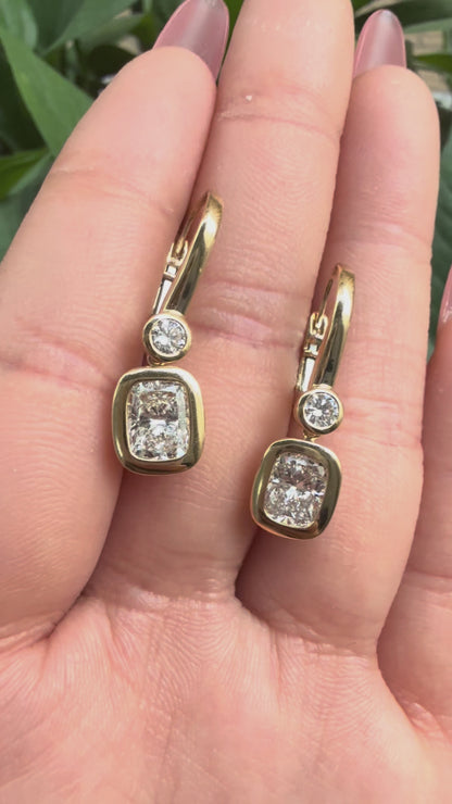Pirmiana Custom Design 18K Yellow Gold Earrings for Women 1ct each Lab Grown Diamond Jewelry