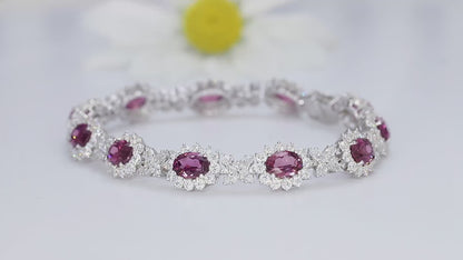 Pirmiana Fashion 11.185ct Natural Garnet Bracelet S925 Silver Jewelry Engagement Gift Women