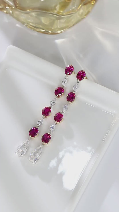 Pirmiana New Arrival 10.1ct Lab Grown Ruby Earring Studs 18K Gold Jewelry Earrings for Women
