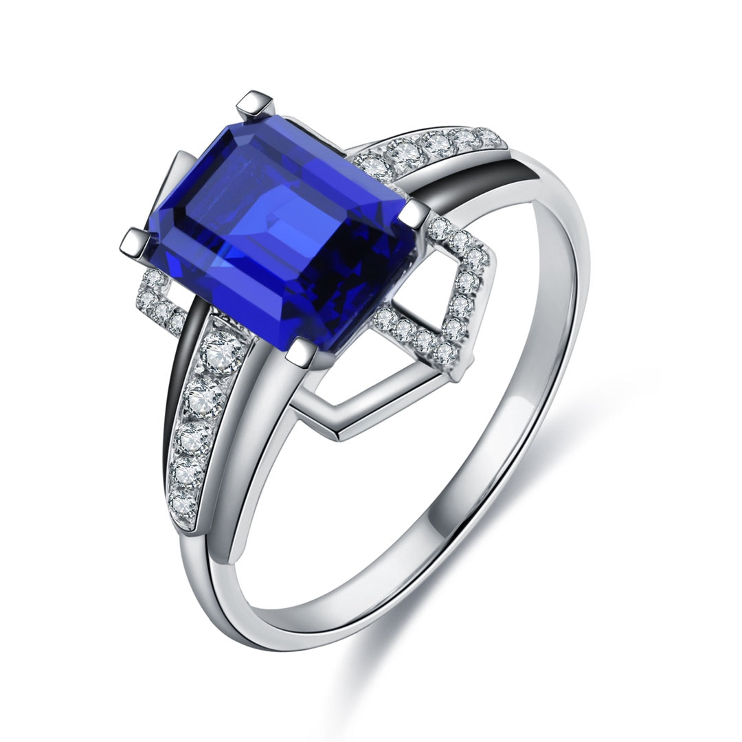 Pirmiana Jewelry 18K Gold 4.46ct Lab Grown Blue Sapphire Ring for Men Party Design