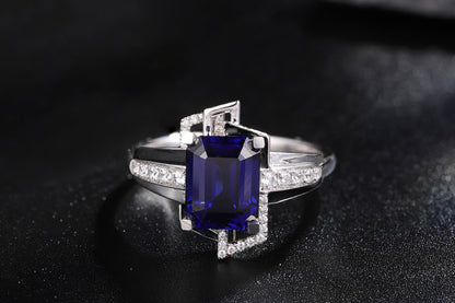 Pirmiana Jewelry 18K Gold 4.46ct Lab Grown Blue Sapphire Ring for Men Party Design