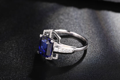 Pirmiana Jewelry 18K Gold 4.46ct Lab Grown Blue Sapphire Ring for Men Party Design
