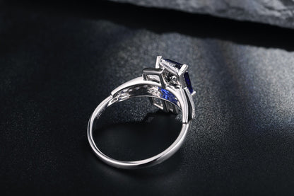 Pirmiana Jewelry 18K Gold 4.46ct Lab Grown Blue Sapphire Ring for Men Party Design