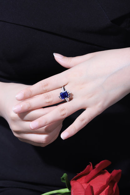 Pirmiana Jewelry 18K Gold 4.46ct Lab Grown Blue Sapphire Ring for Men Party Design
