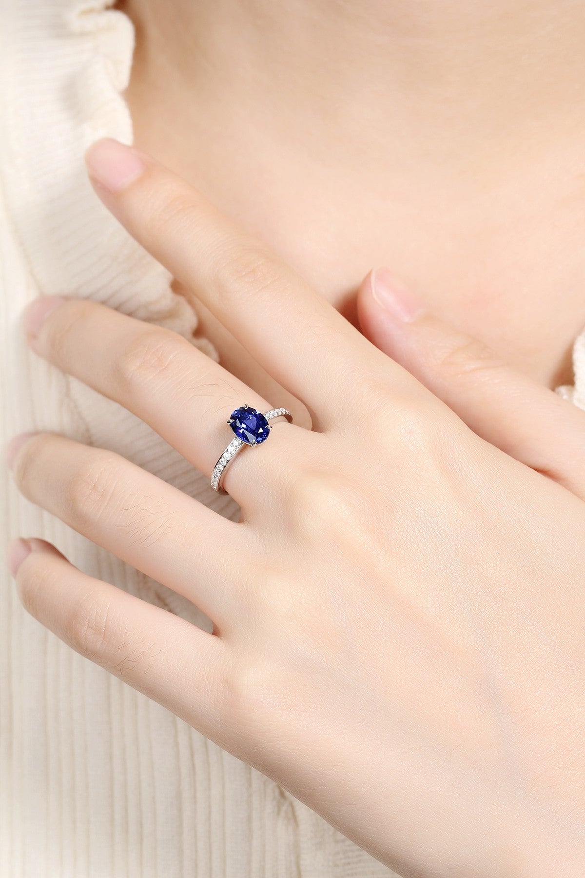 Pirmiana Custom Design S925 Silver Ring for Women 1.75ct Lab Grown Sapphire Jewelry
