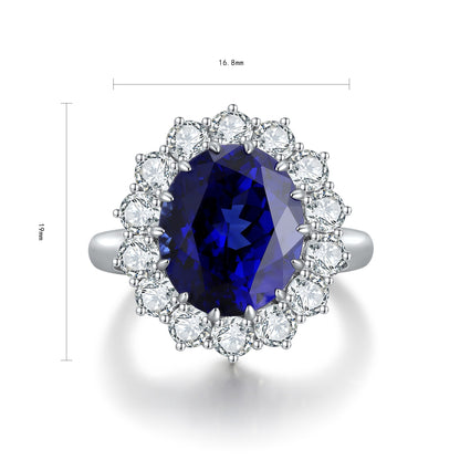 Pirmiana Luxury Design S925 Silver Ring for Women 6.84ct Lab Grown Sapphire Jewelry