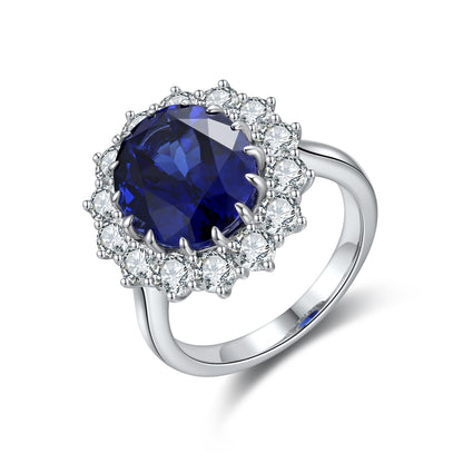 Pirmiana Luxury Design S925 Silver Ring for Women 6.84ct Lab Grown Sapphire Jewelry