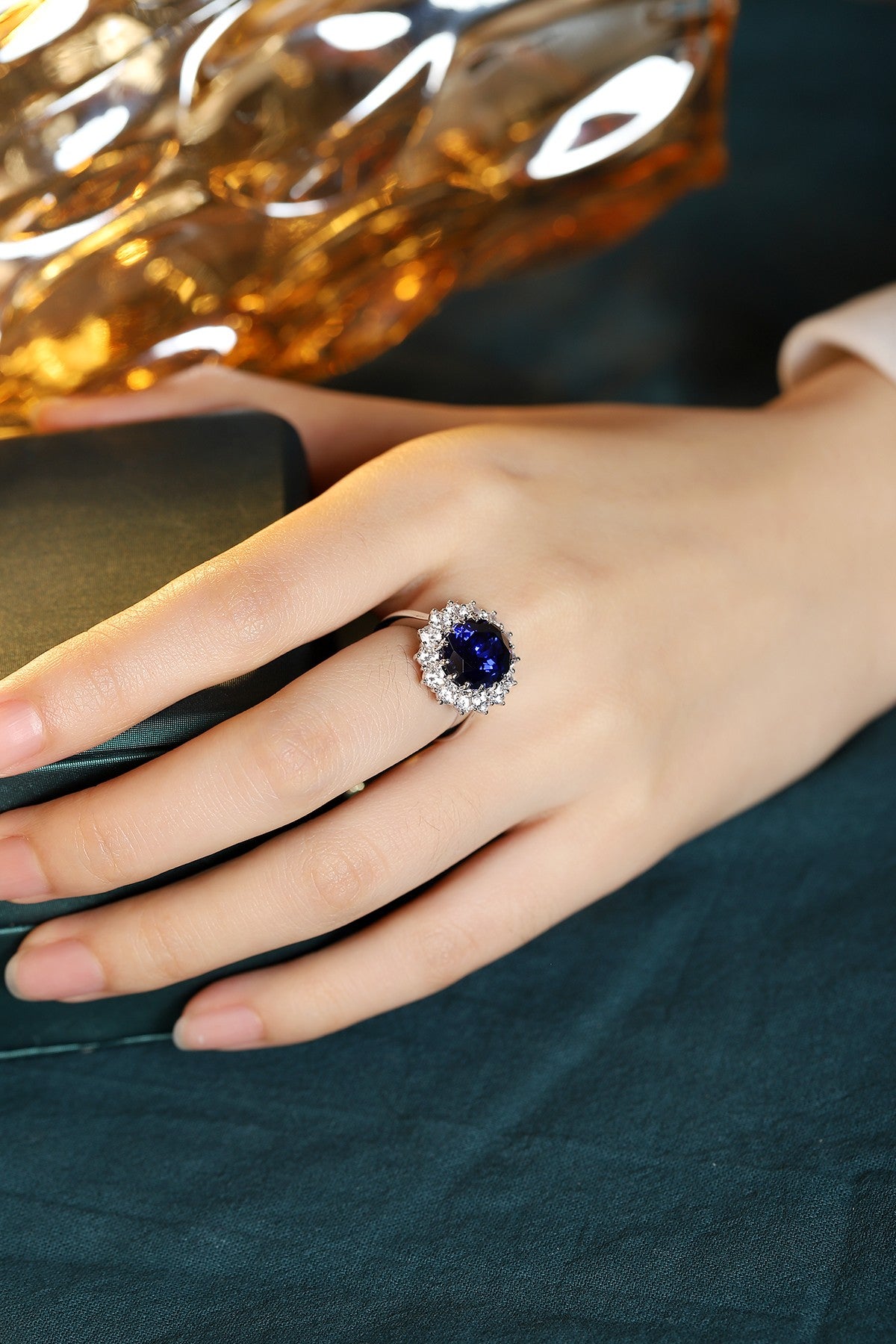 Pirmiana Luxury Design S925 Silver Ring for Women 6.84ct Lab Grown Sapphire Jewelry