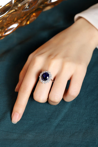 Pirmiana Luxury Design S925 Silver Ring for Women 6.84ct Lab Grown Sapphire Jewelry