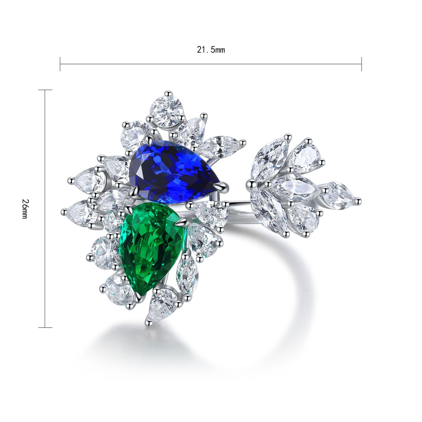 Pirmiana Jewelry S925  Silver Pear Shape 2.5ct Lab Grown Blue Sapphire Ring Fashion Finger Jewelry Women Engagementring