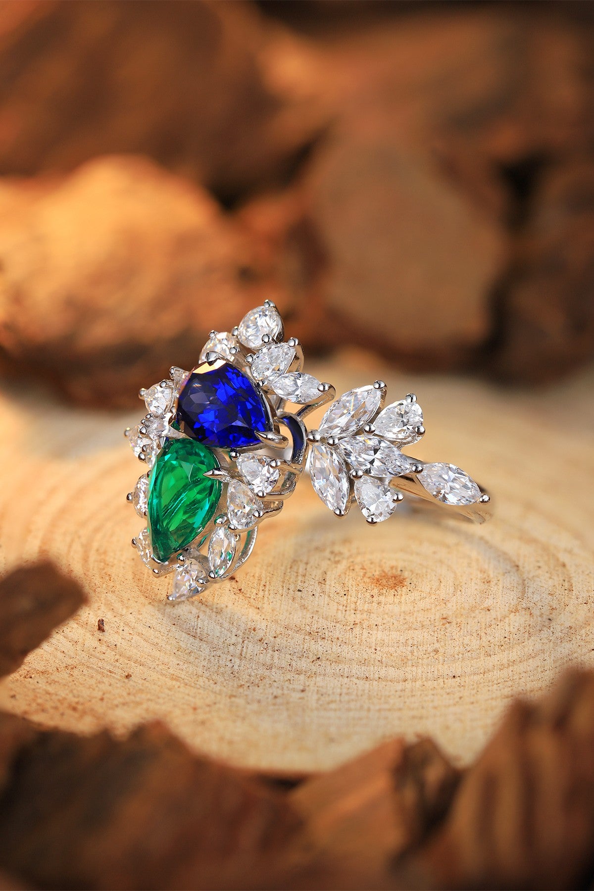 Pirmiana Jewelry S925  Silver Pear Shape 2.5ct Lab Grown Blue Sapphire Ring Fashion Finger Jewelry Women Engagementring