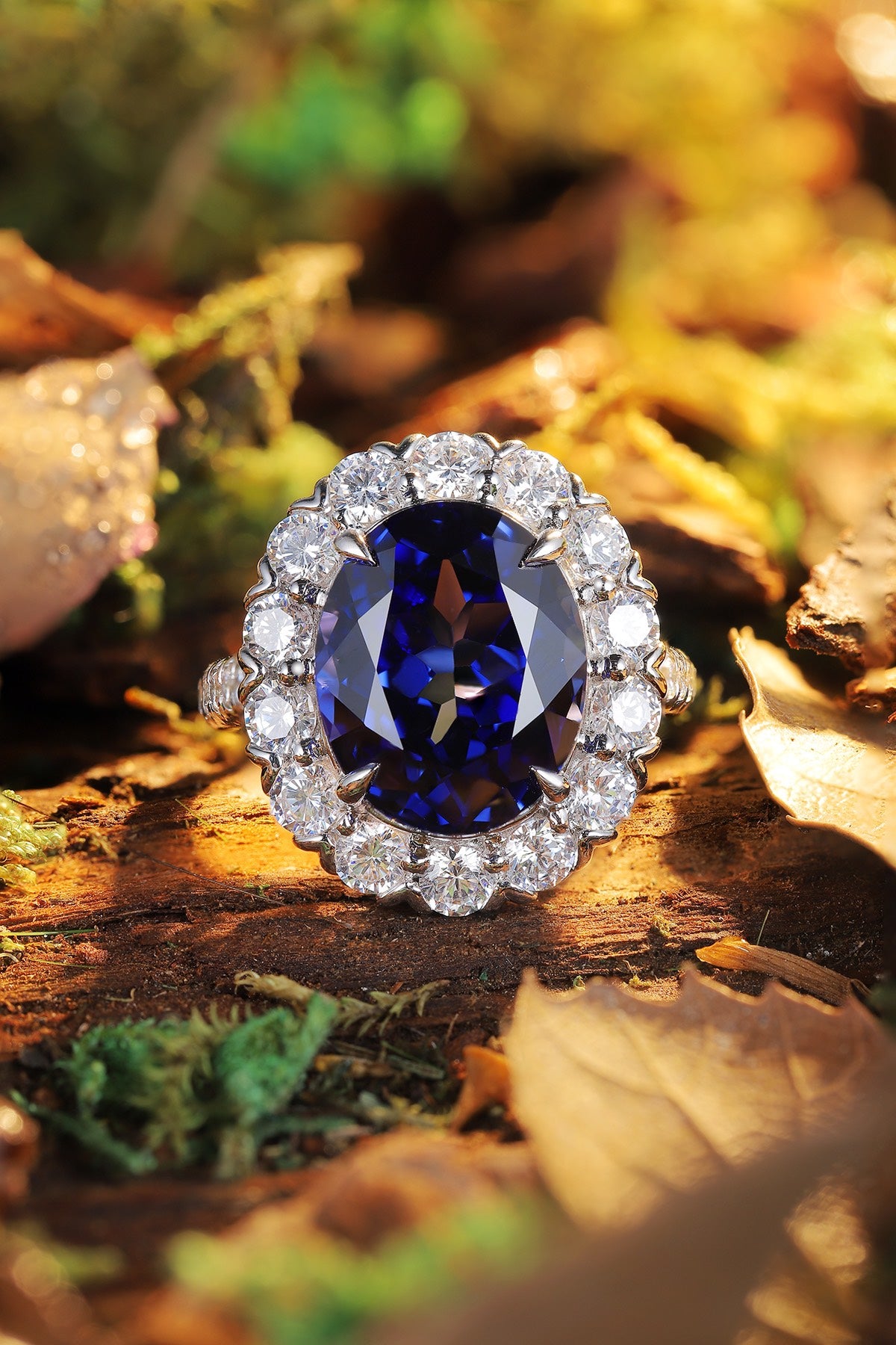 Pirmiana Jewelry S925  Silver 9.145ct Lab Grown Blue Sapphire Ring Fashion Finger Jewelry Women Engagementring