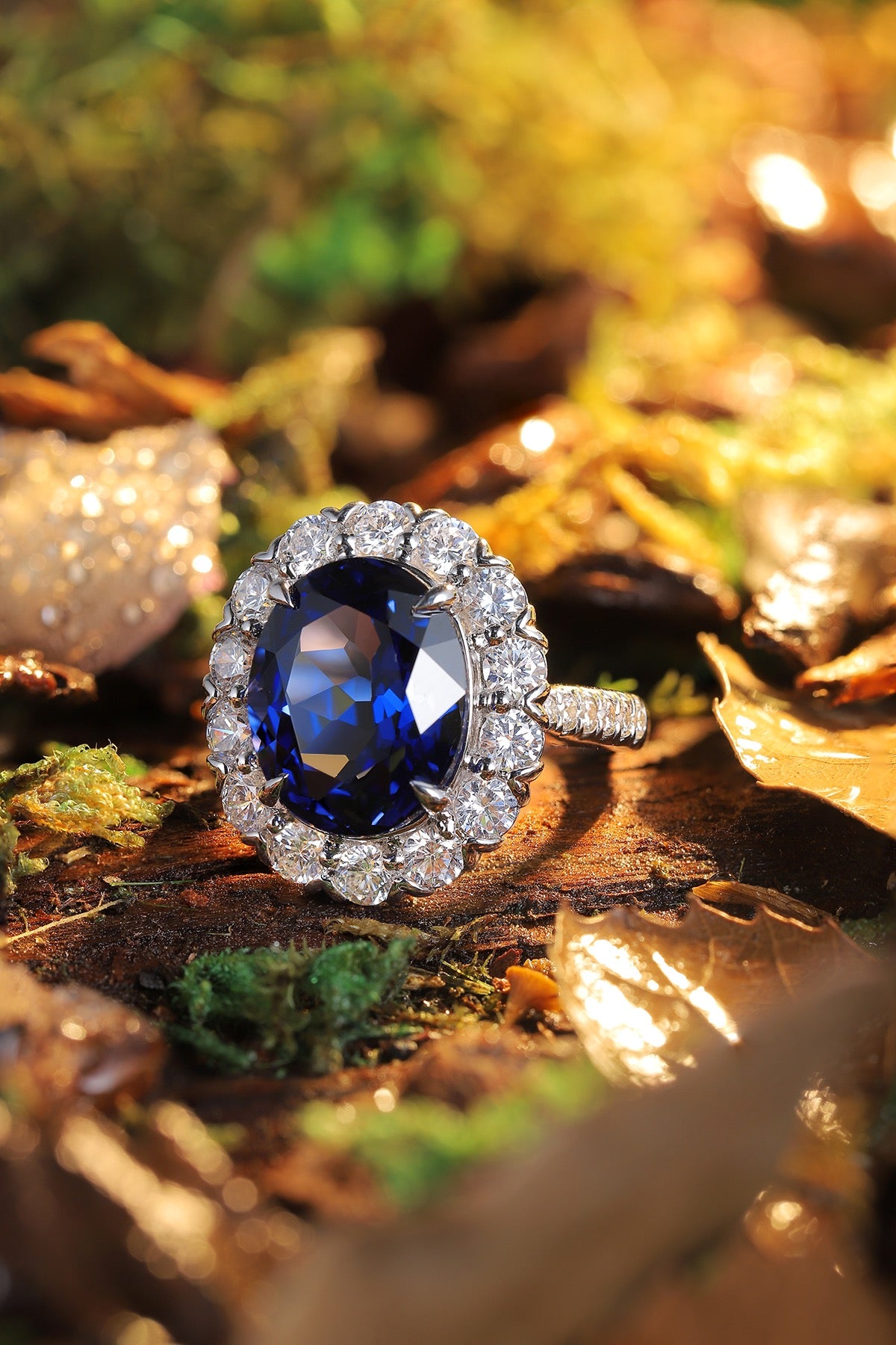 Pirmiana Jewelry S925  Silver 9.145ct Lab Grown Blue Sapphire Ring Fashion Finger Jewelry Women Engagementring