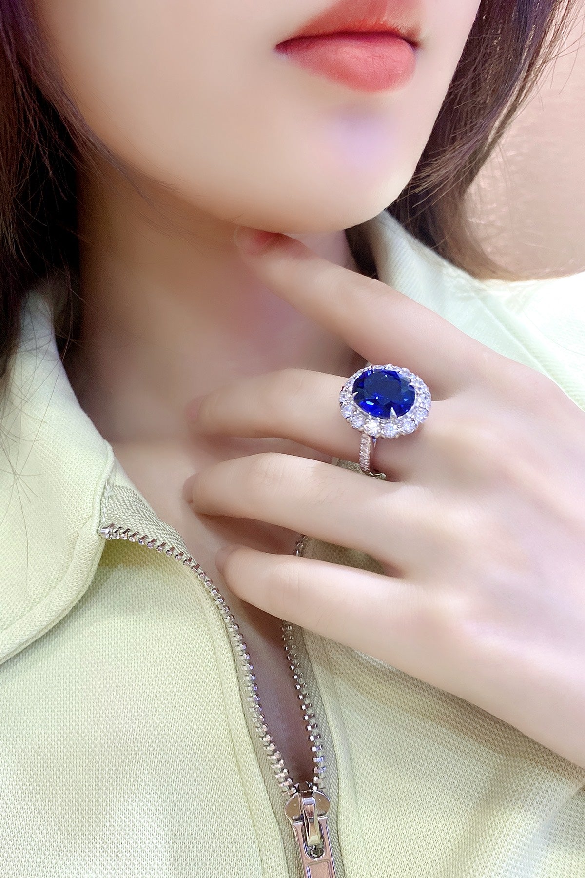 Pirmiana Jewelry S925  Silver 9.145ct Lab Grown Blue Sapphire Ring Fashion Finger Jewelry Women Engagementring