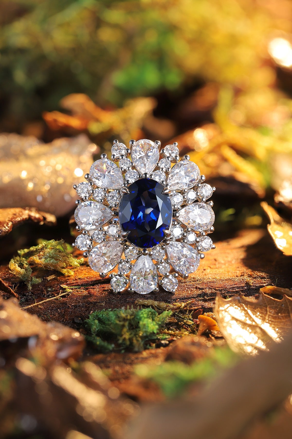 Pirmiana Jewelry S925 Silver 3.63ct Lab Grown Blue Sapphire Ring Fashion Finger Jewelry Women Engagementring