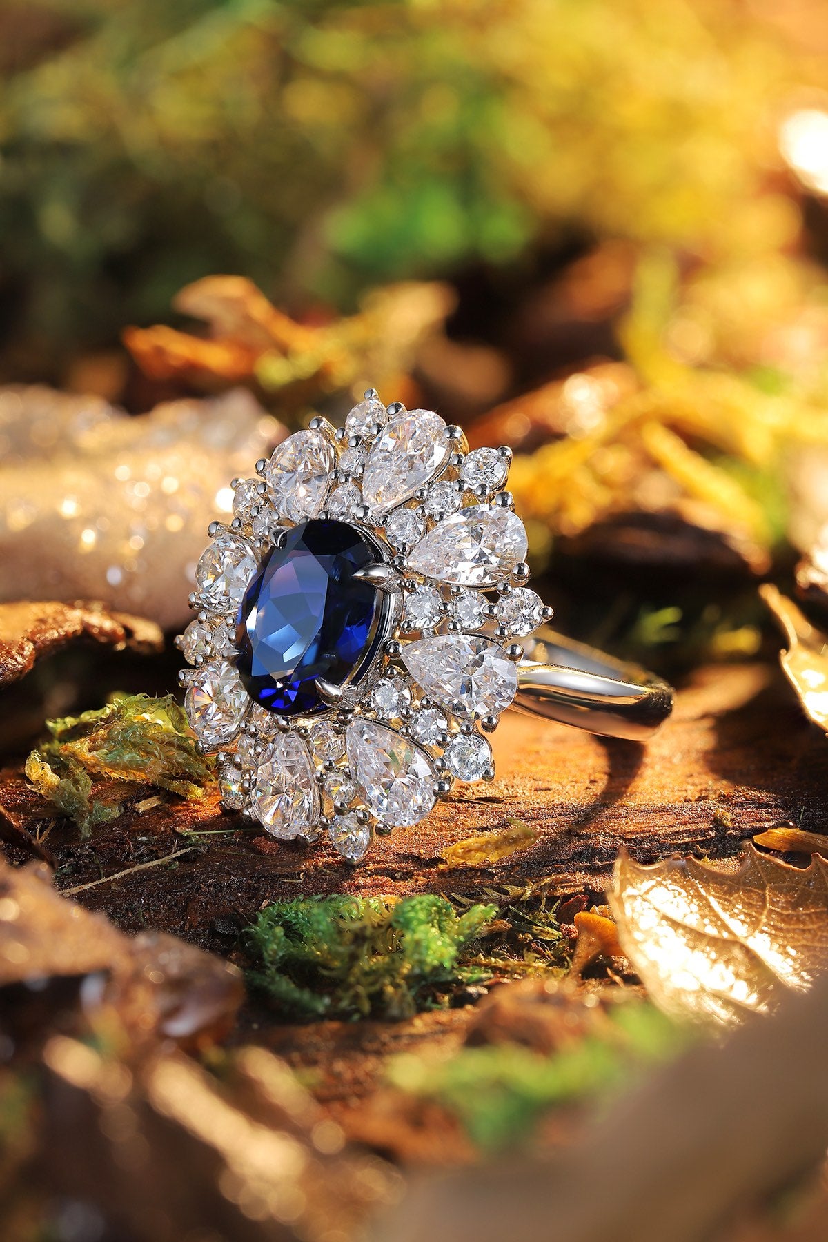 Pirmiana Jewelry S925 Silver 3.63ct Lab Grown Blue Sapphire Ring Fashion Finger Jewelry Women Engagementring