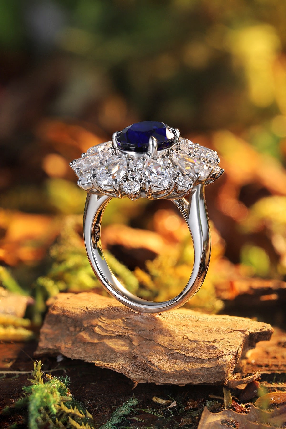 Pirmiana Jewelry S925 Silver 3.63ct Lab Grown Blue Sapphire Ring Fashion Finger Jewelry Women Engagementring