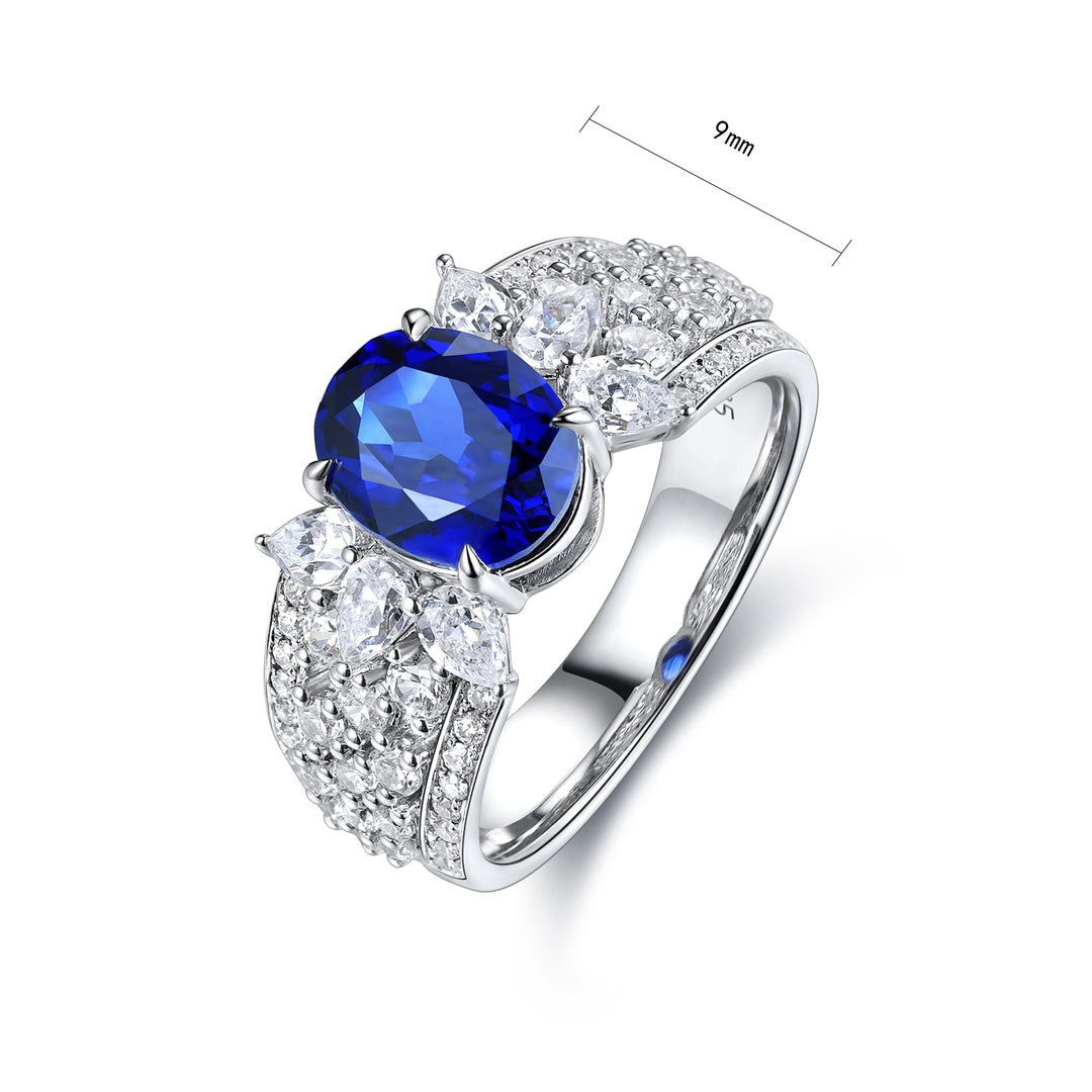 Pirmiana Jewelry S925 Silver 2.535ct Lab Grown Blue Sapphire Ring Fashion Finger Jewelry Women Engagementring