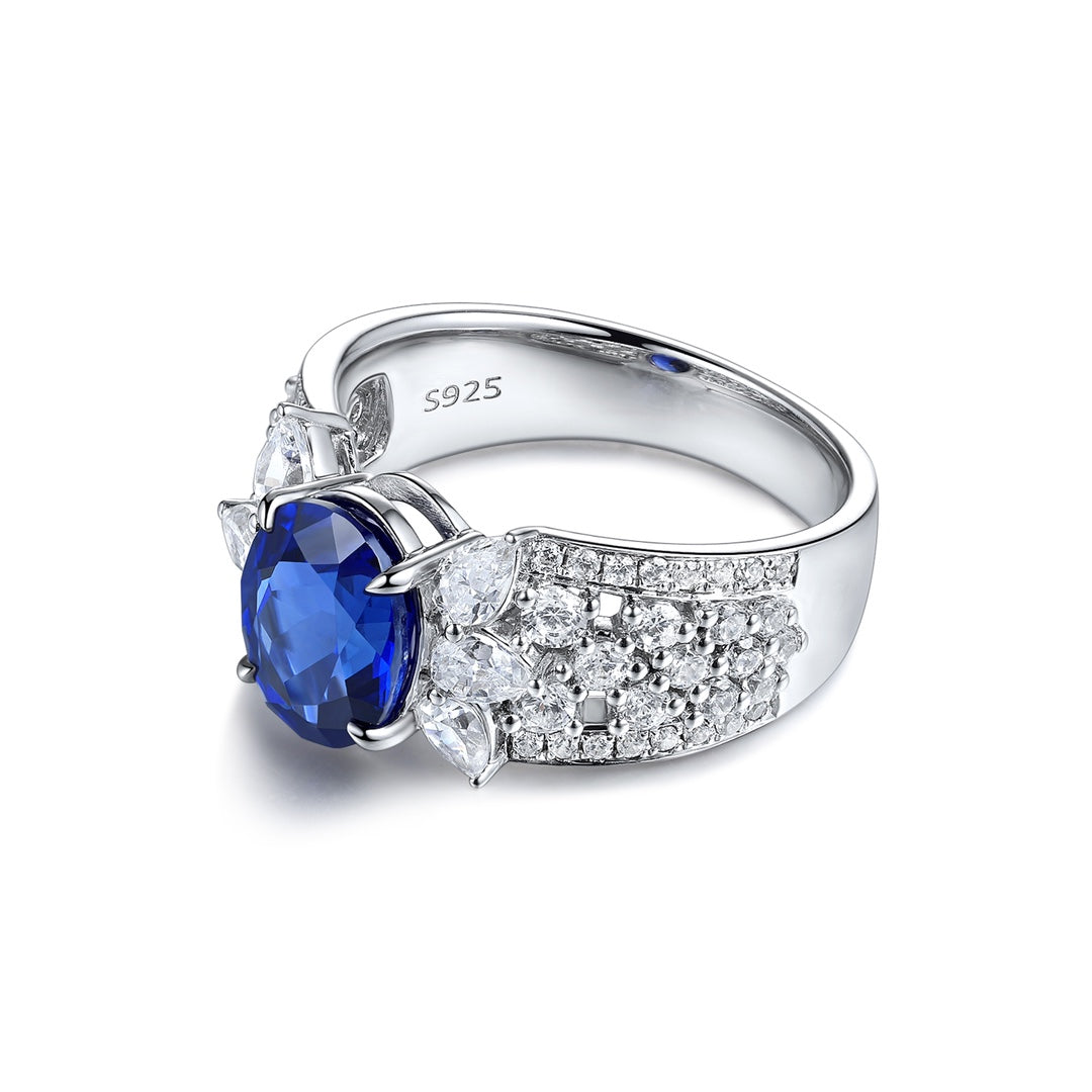 Pirmiana Jewelry S925 Silver 2.535ct Lab Grown Blue Sapphire Ring Fashion Finger Jewelry Women Engagementring