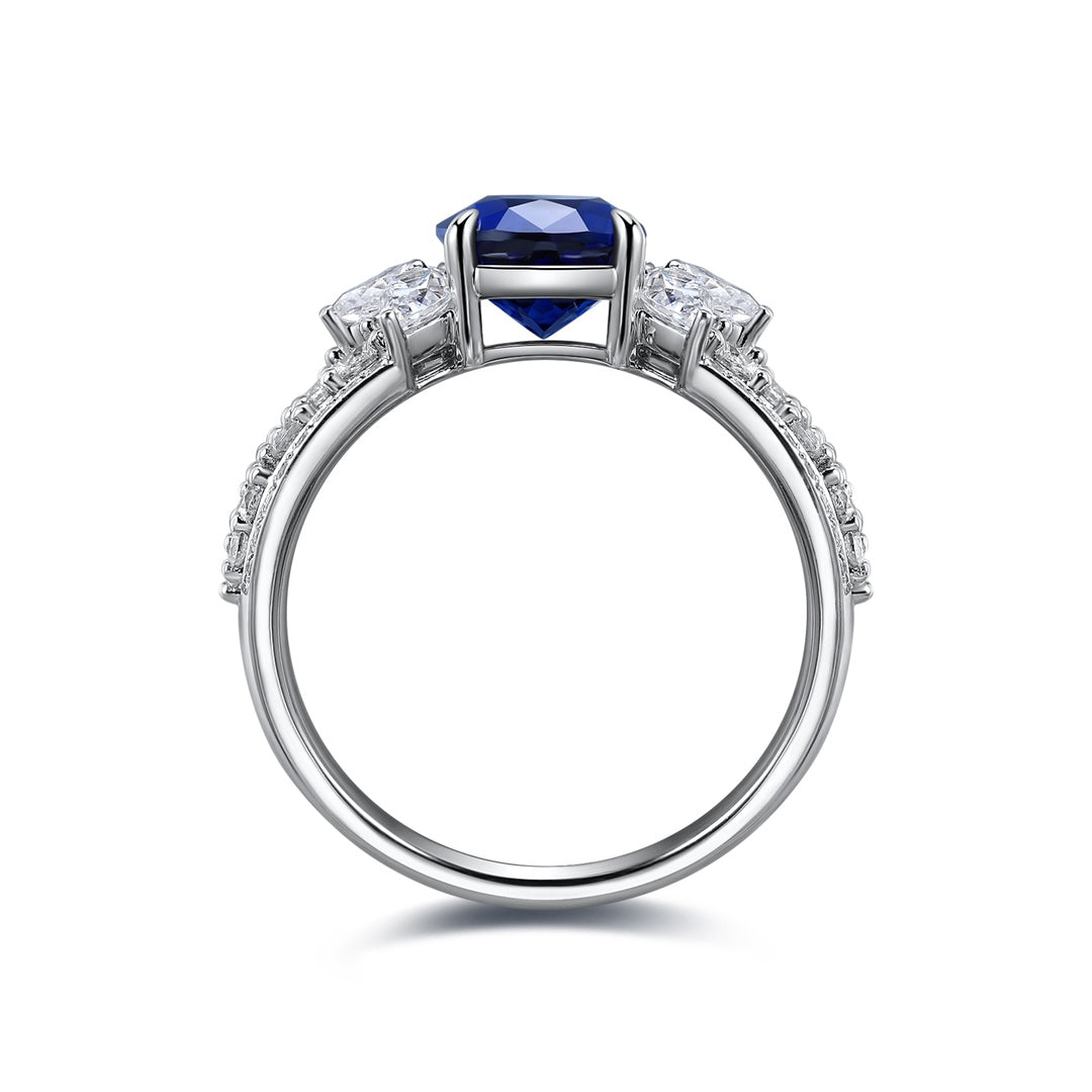 Pirmiana Jewelry S925 Silver 2.535ct Lab Grown Blue Sapphire Ring Fashion Finger Jewelry Women Engagementring