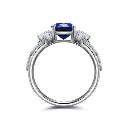 Pirmiana Jewelry S925 Silver 2.535ct Lab Grown Blue Sapphire Ring Fashion Finger Jewelry Women Engagementring