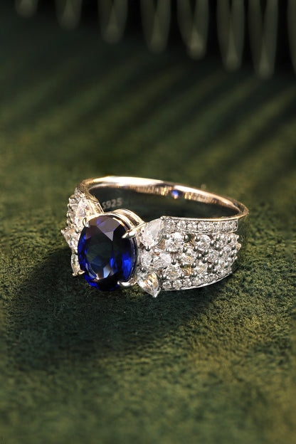Pirmiana Jewelry S925 Silver 2.535ct Lab Grown Blue Sapphire Ring Fashion Finger Jewelry Women Engagementring