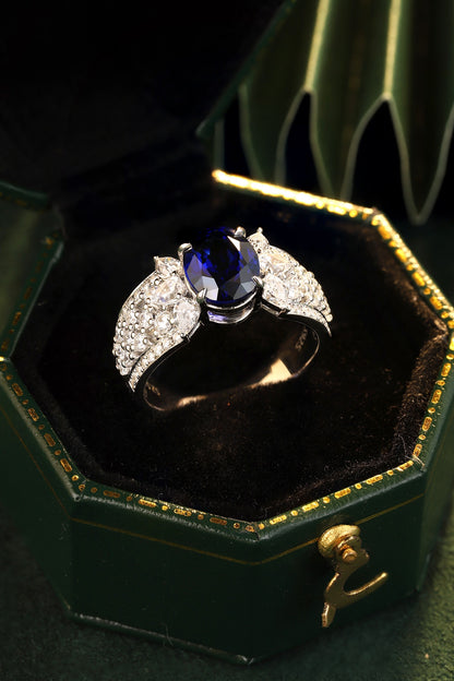 Pirmiana Jewelry S925 Silver 2.535ct Lab Grown Blue Sapphire Ring Fashion Finger Jewelry Women Engagementring
