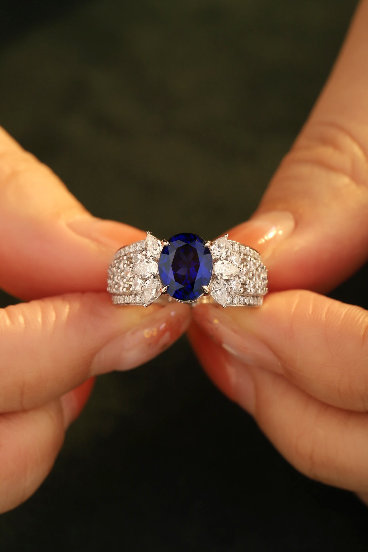 Pirmiana Jewelry S925 Silver 2.535ct Lab Grown Blue Sapphire Ring Fashion Finger Jewelry Women Engagementring