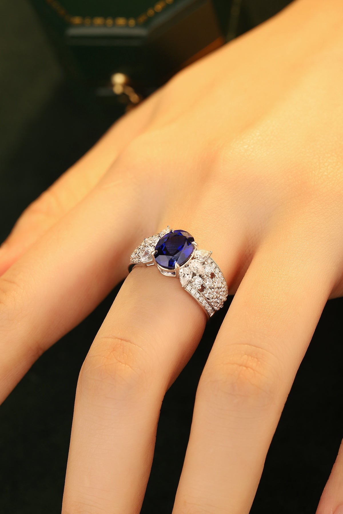 Pirmiana Jewelry S925 Silver 2.535ct Lab Grown Blue Sapphire Ring Fashion Finger Jewelry Women Engagementring