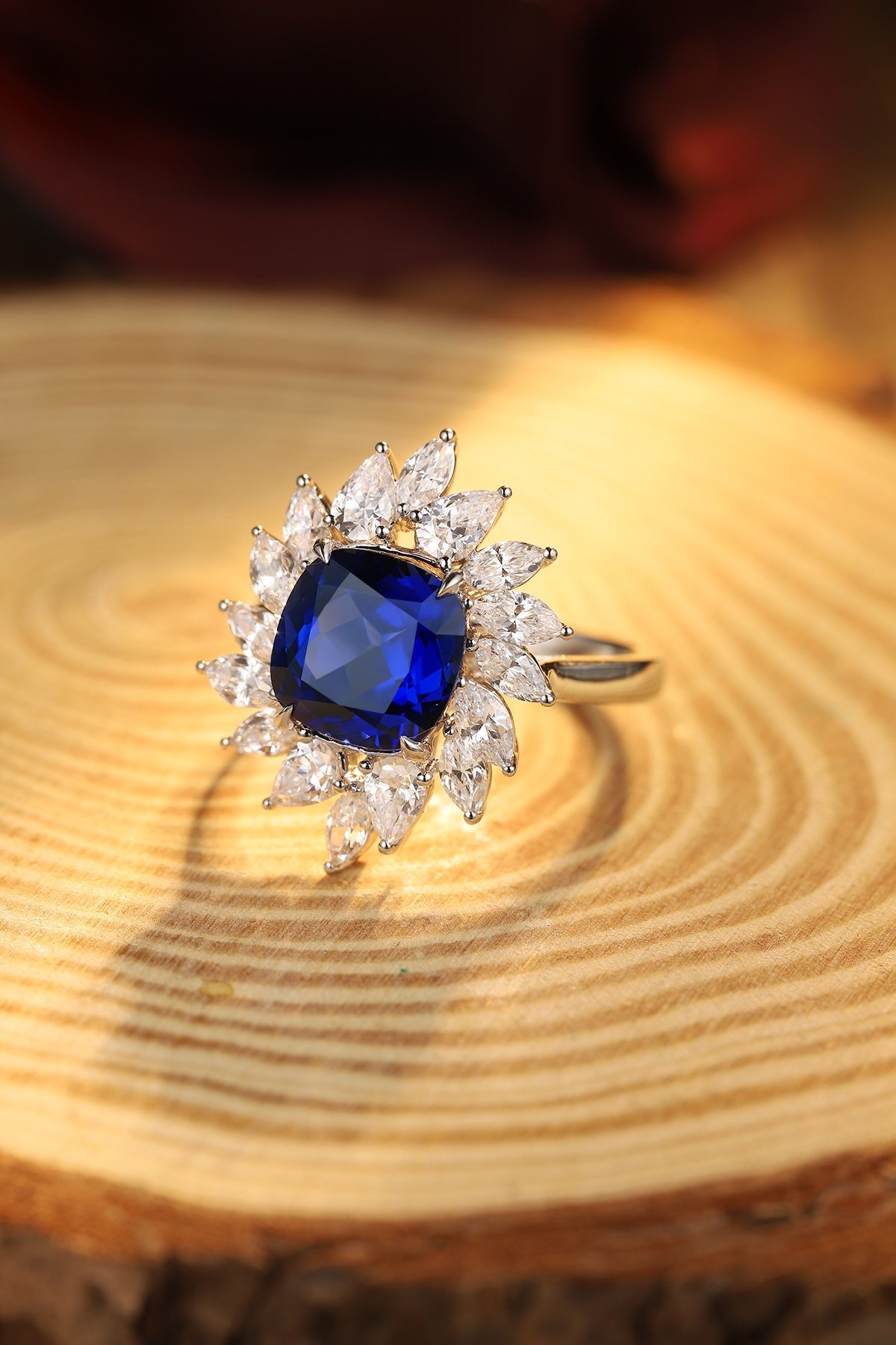 Pirmiana Jewelry S925  Silver 4.06ct Lab Grown Blue Sapphire Ring Fashion Finger Jewelry Women Engagementring