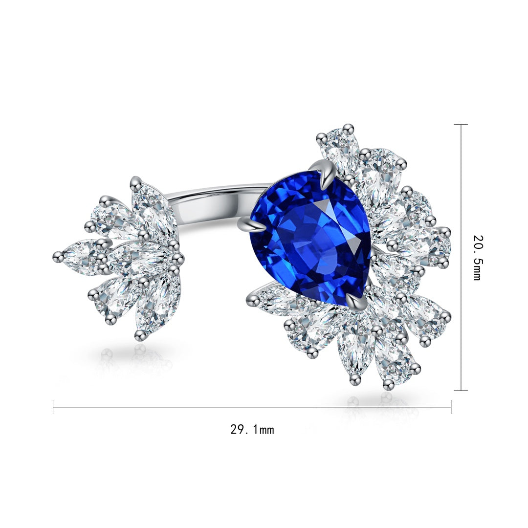 Pirmiana Jewelry S925 Silver 5.09ct Lab Grown Blue Sapphire Ring Fashion Finger Jewelry Women Engagementring