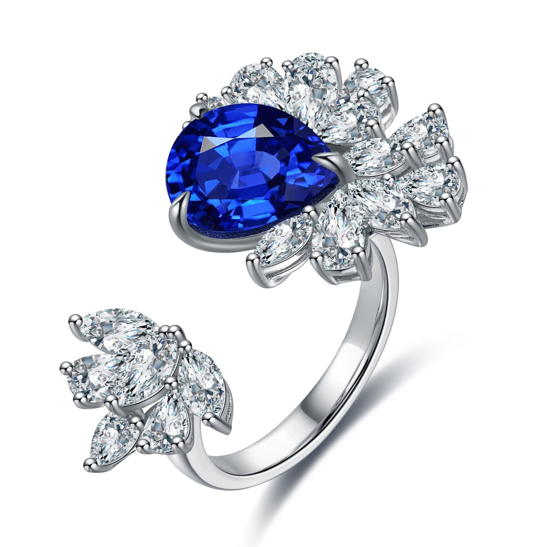 Pirmiana Jewelry S925 Silver 5.09ct Lab Grown Blue Sapphire Ring Fashion Finger Jewelry Women Engagementring