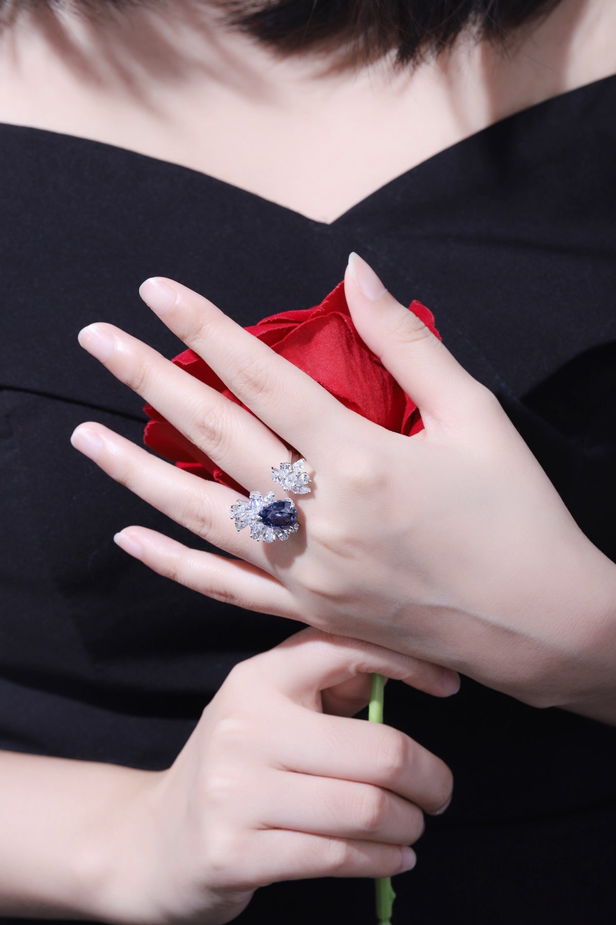 Pirmiana Jewelry S925 Silver 5.09ct Lab Grown Blue Sapphire Ring Fashion Finger Jewelry Women Engagementring