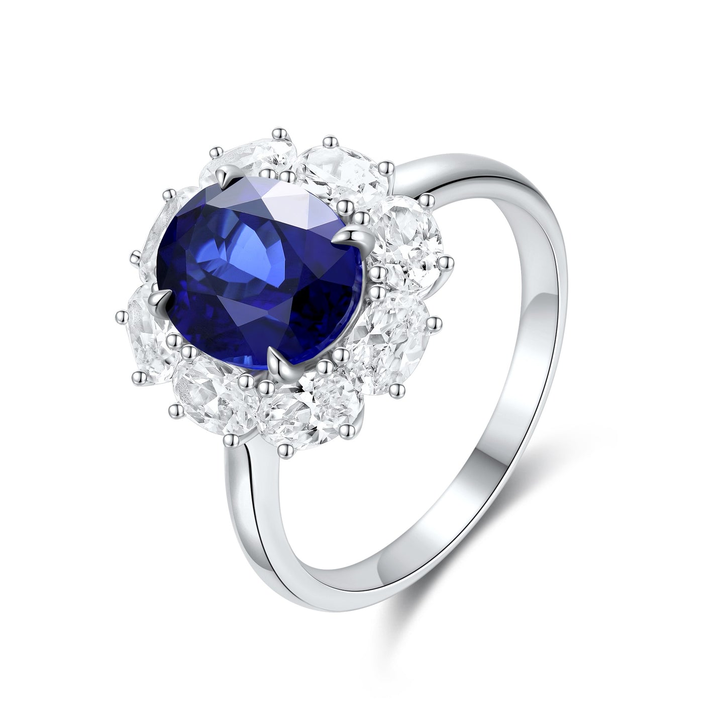 Pirmiana Jewelry S925 Silver 3.87ct Lab Grown Blue Sapphire Ring for Women Wedding Gifts