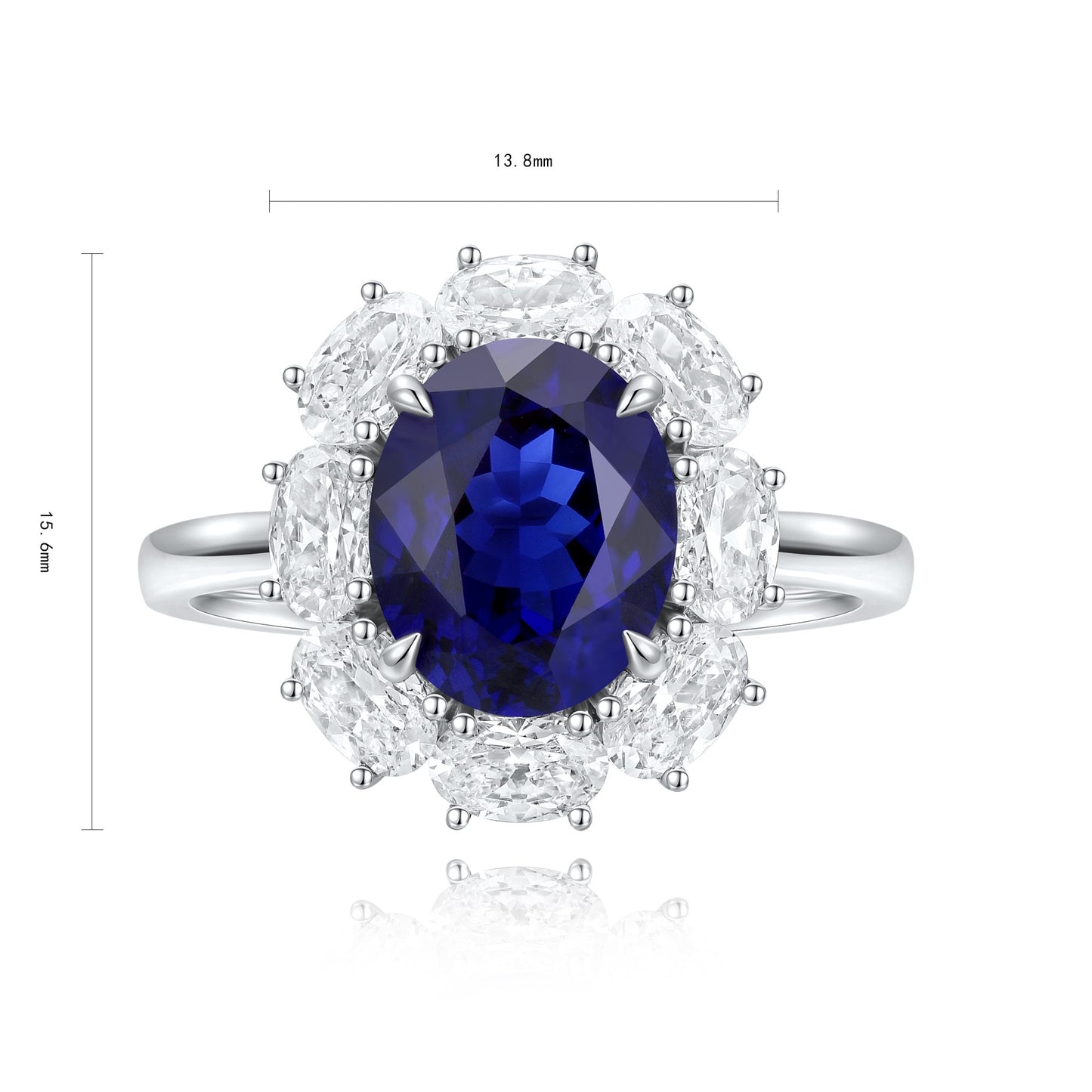 Pirmiana Jewelry S925 Silver 3.87ct Lab Grown Blue Sapphire Ring for Women Wedding Gifts