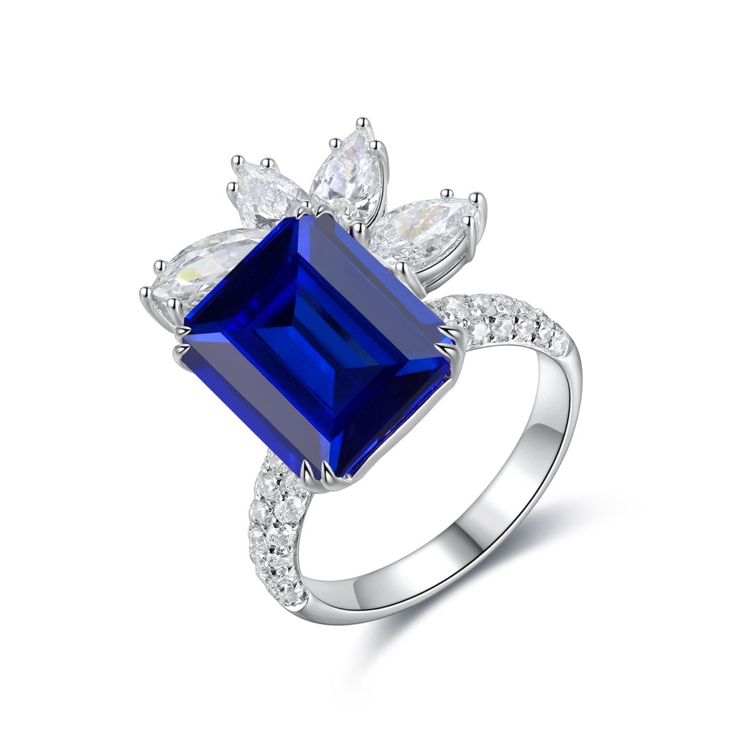 Pirmiana New Design Jewelry S925 Silver 11.1ct Lab Grown Blue Sapphire Ring for Women/ Men Wedding Gifts