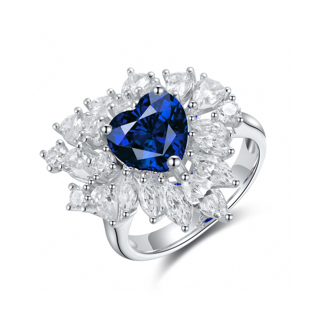 Pirmiana New Design Jewelry S925 Silver 2.95ct Lab Grown Blue Sapphire Ring for Women Wedding Gifts