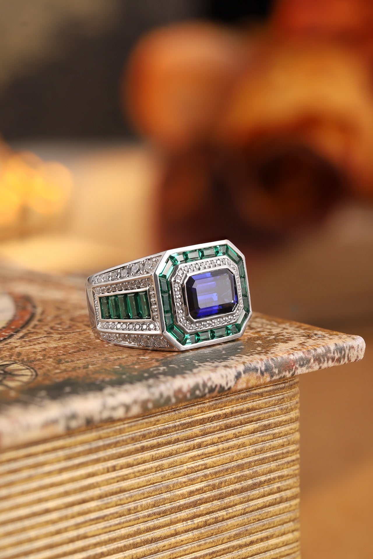 Pirmiana New Design Jewelry S925 Silver 4.76ct Lab Grown Blue Sapphire Ring for Men Wedding Gifts