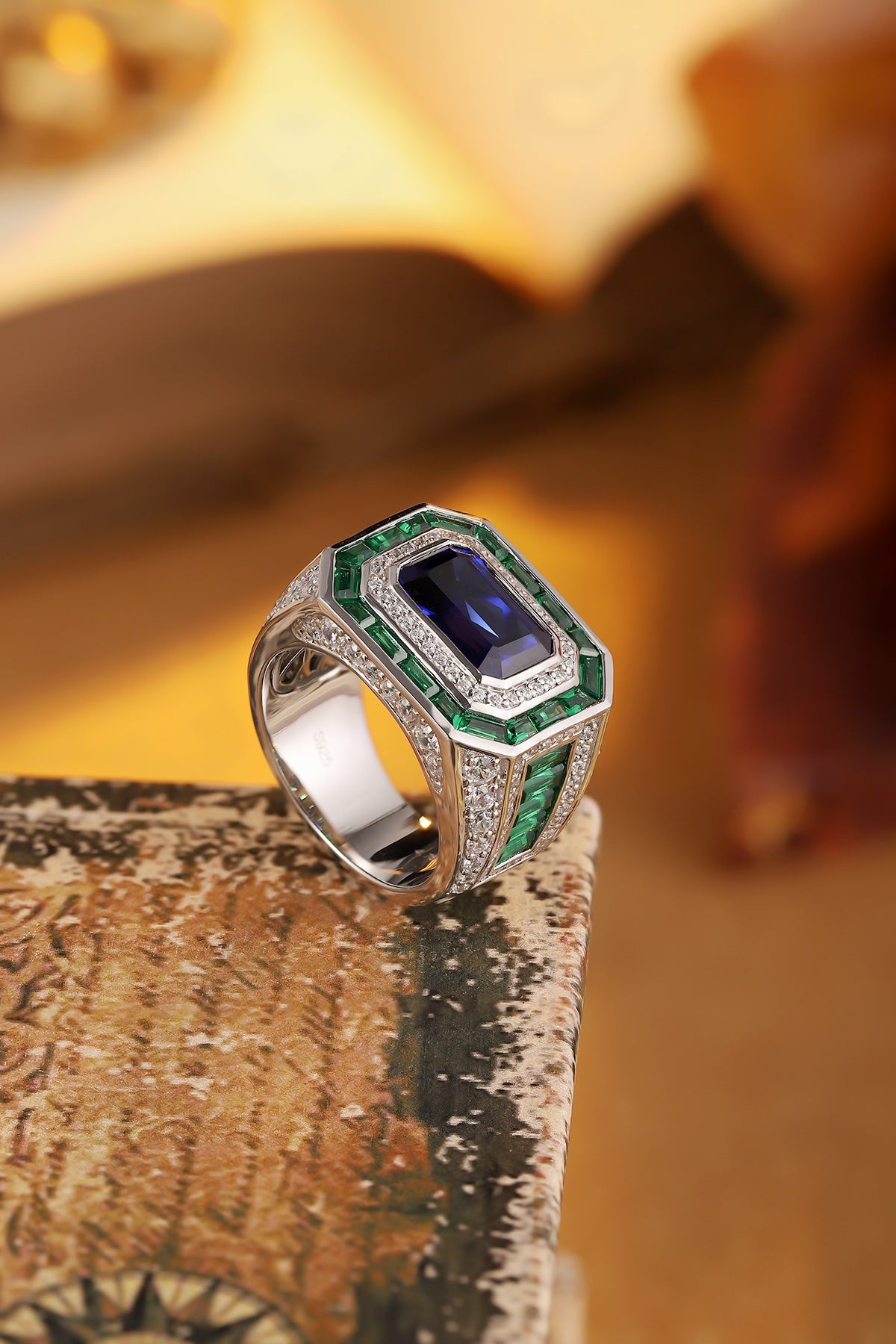 Pirmiana New Design Jewelry S925 Silver 4.76ct Lab Grown Blue Sapphire Ring for Men Wedding Gifts