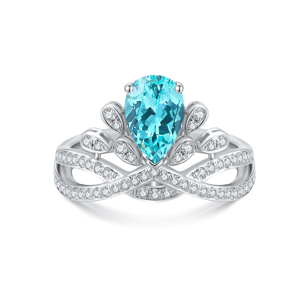 Pirmiana Hot Sale S925 Silver  2.3ct Lab Grown Paraiba Sapphire Ring Engagementring Women