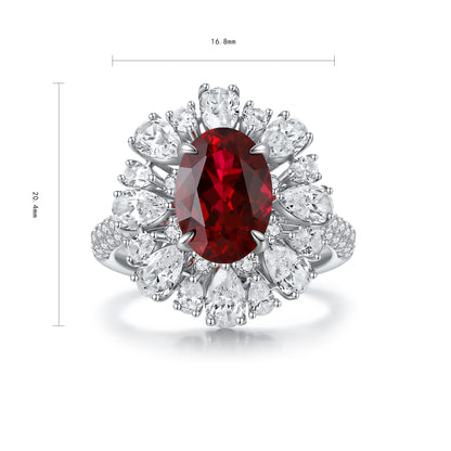 Pirmiana New S925 Silver 3ct Lad Grown Ruby Ring High Fine Jewelry for Women Party Gift
