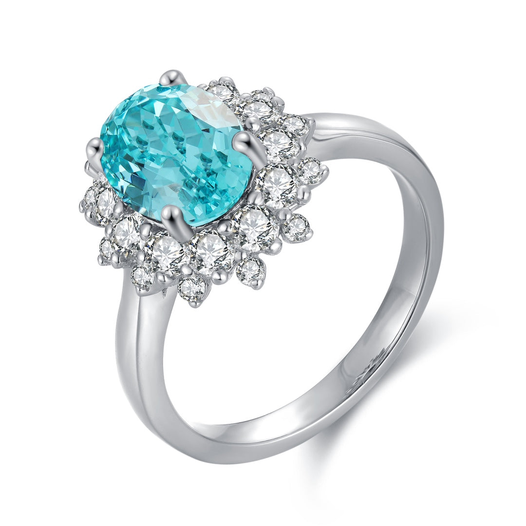 Pirmiana Hot Sale S925 Silver 3.09ct Lab Grown Paraiba Sapphire Ring Engagementring Women
