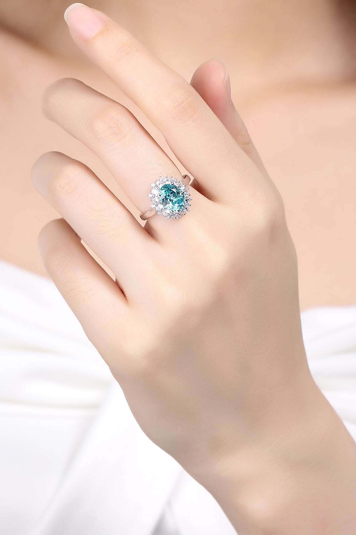 Pirmiana Hot Sale S925 Silver 3.09ct Lab Grown Paraiba Sapphire Ring Engagementring Women